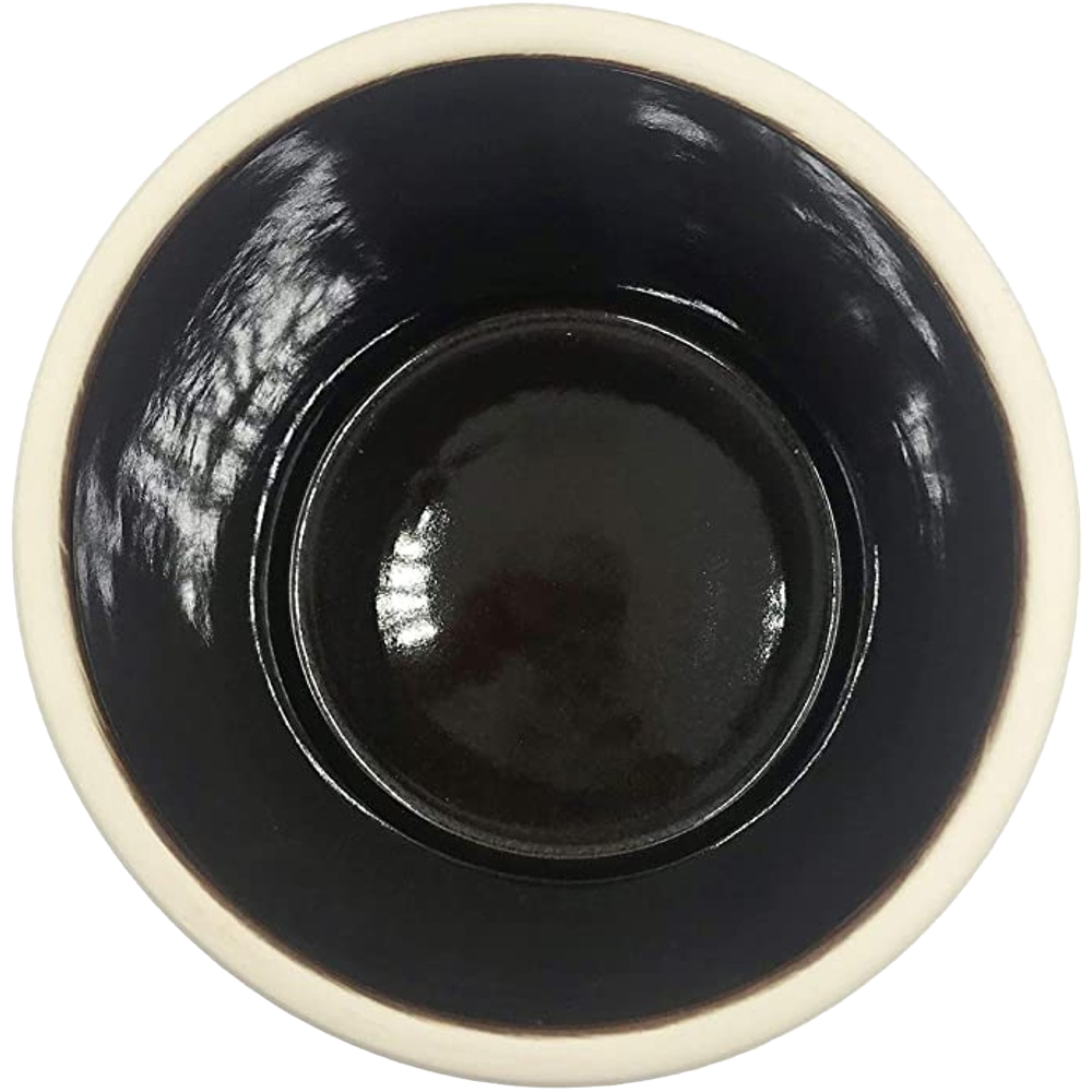 Top view of a handcrafted 1 gallon stoneware crock with dark interior glaze and cream-colored rim, ideal for food preservation and fermenting, featured in Home & Decor and Kitchen & Food collections.