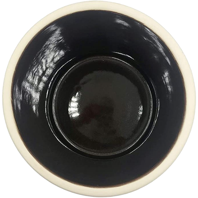 Top view of a handcrafted 1 gallon stoneware crock with dark interior glaze and cream-colored rim, ideal for food preservation and fermenting, featured in Home & Decor and Kitchen & Food collections.