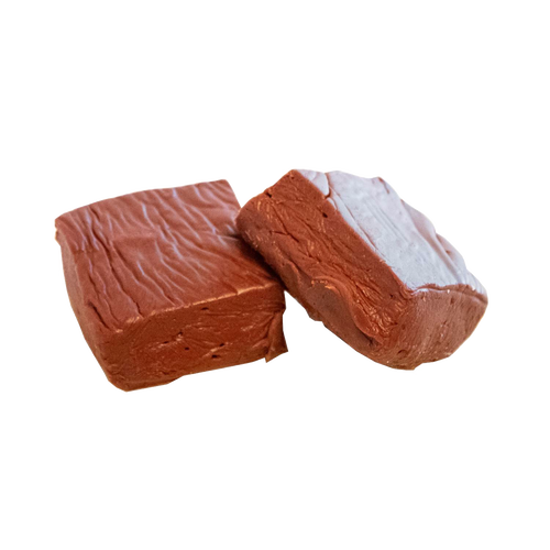 Two pieces of handcrafted creamy chocolate fudge with a smooth, rich texture, featured in Kitchen & Food, Snacks and Sweets, USA Made, Best Sellers, and Promo Eligible collections.