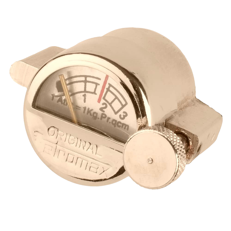 Compact pressure gauge with metal casing and clear dial showing red optimal pressure zone, suitable for lamps, featured in Lamps & Lighting, Parts and Accessories, Best Sellers, and Promo Eligible collections.