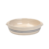 Hand-thrown stoneware cornbread pan featuring double blue stripes on natural-colored ceramic, handcrafted in the USA, ideal for Kitchen & Food, Dinnerware, and USA Made collections.