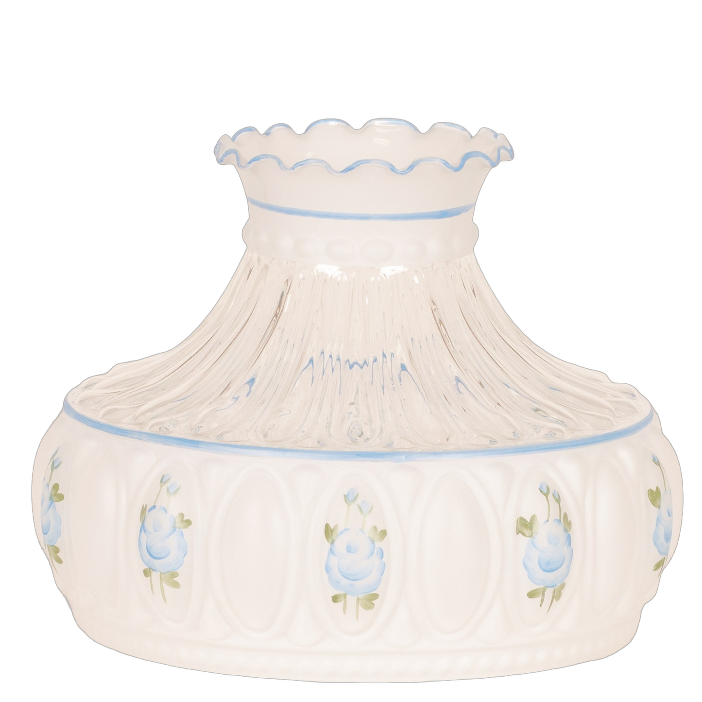 Aladdin Blue Rose Glass Oil Lamp Shade