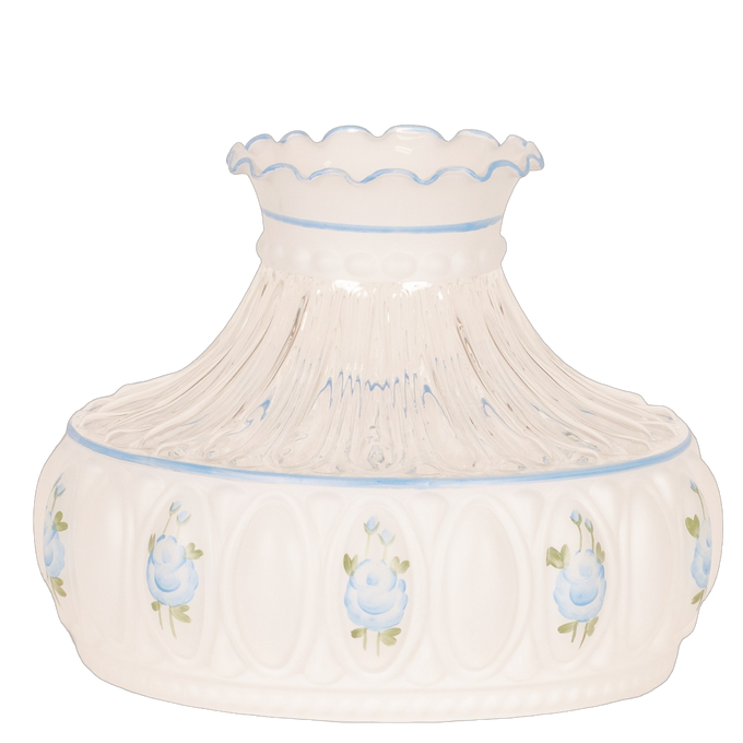 Aladdin Blue Rose Glass Oil Lamp Shade