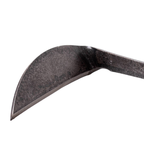 Close-up of a handcrafted black steel blade with a curved edge, designed for efficient weed and grass removal in Farm, Garden & Tool, Garden Accessories, Best Sellers, Promo Eligible collections.