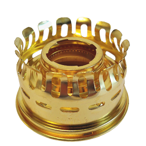 Brass oil lamp gallery top without heel, compatible with various antique and modern burners, ideal for Lamps & Lighting, Parts and Accessories, Lamp Burners and Collars, Best Sellers, and Promo Eligible collections.