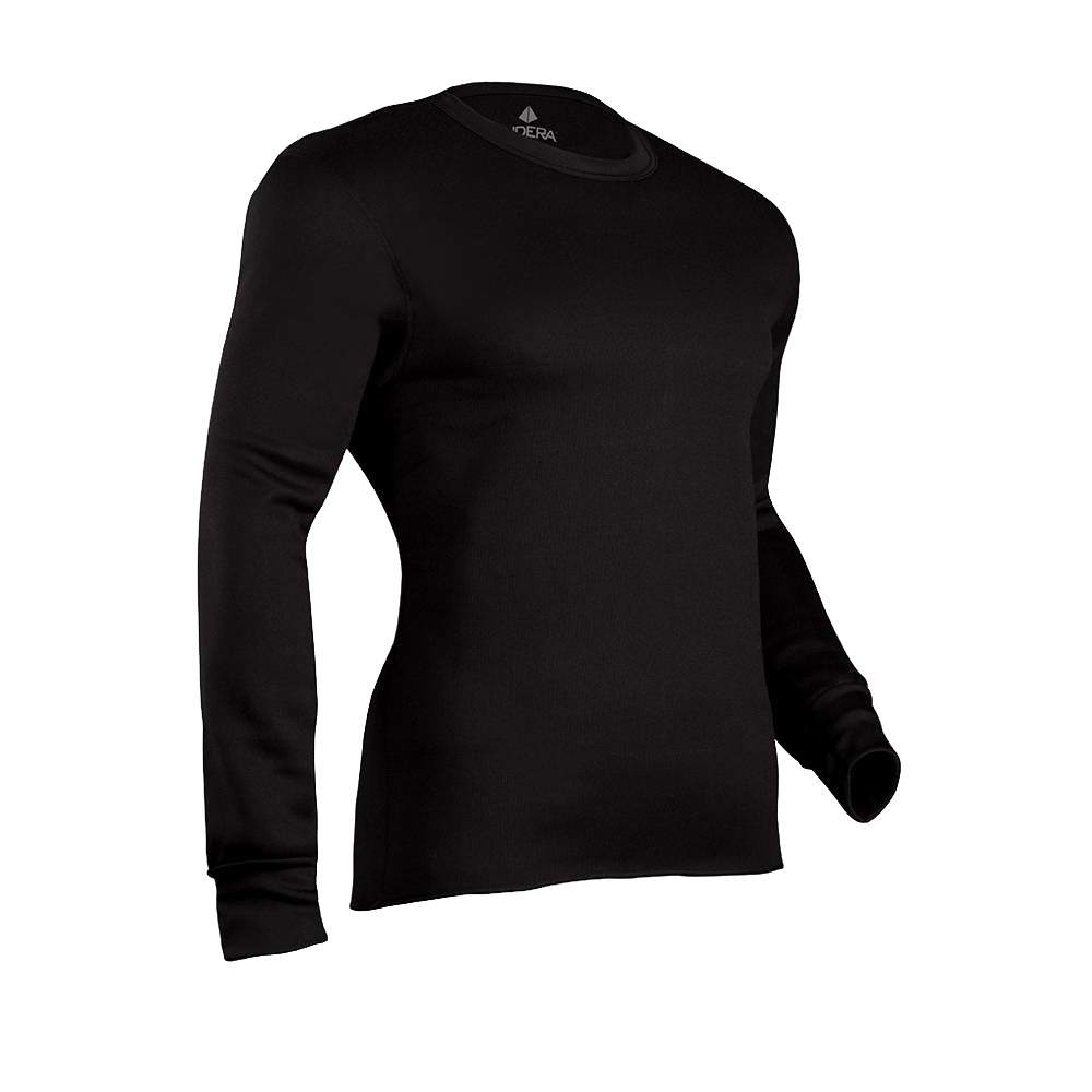 Black military weight fleece long john shirt with ribbed cuffs and fleeced polyester interior for warmth and moisture wicking, ideal for Health & Wellness, Clothing and Accessories, and Best Sellers collections.