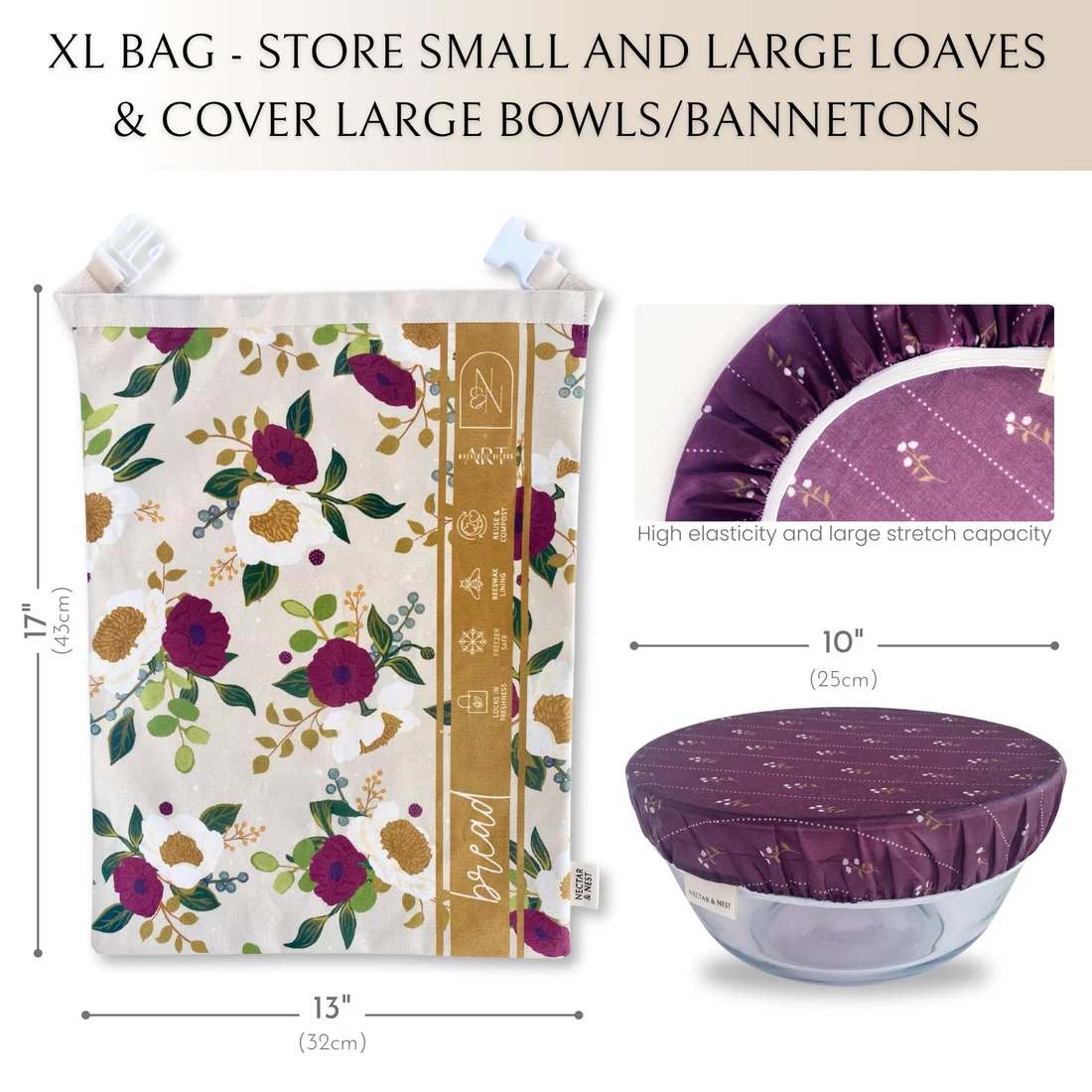 Bread Baker Storage Set – Beeswax Bag and Bowl Cover