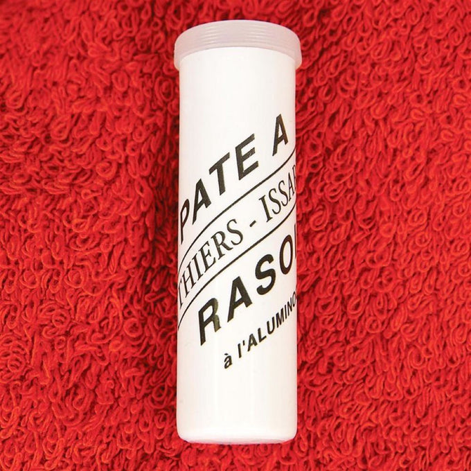 White cylindrical container of paste used for lubricating and gently sharpening leather strops, featured in Health & Wellness, Grooming and Personal Hygiene, Best Sellers, and Promo Eligible collections.