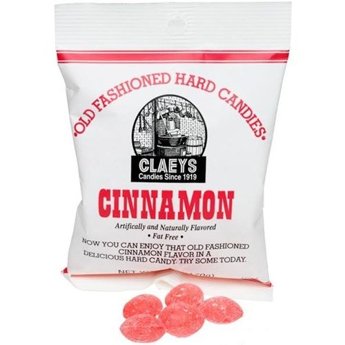 White bag of handcrafted cinnamon flavored old-fashioned hard candies, gluten free and made in USA, featured in Kitchen & Food, Snacks and Sweets, USA Made, and Best Sellers collections.