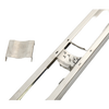 Close-up of a stainless steel corn cutter blade assembly showing the sharp kernel removing edge and a separate curved stainless steel creamer piece, ideal for Kitchen & Food, Food Prep, Choppers and Cutters, Freezing, Kitchen Gadgets, Cooking and Baking Helpers, Best Sellers, Promo Eligible collections.