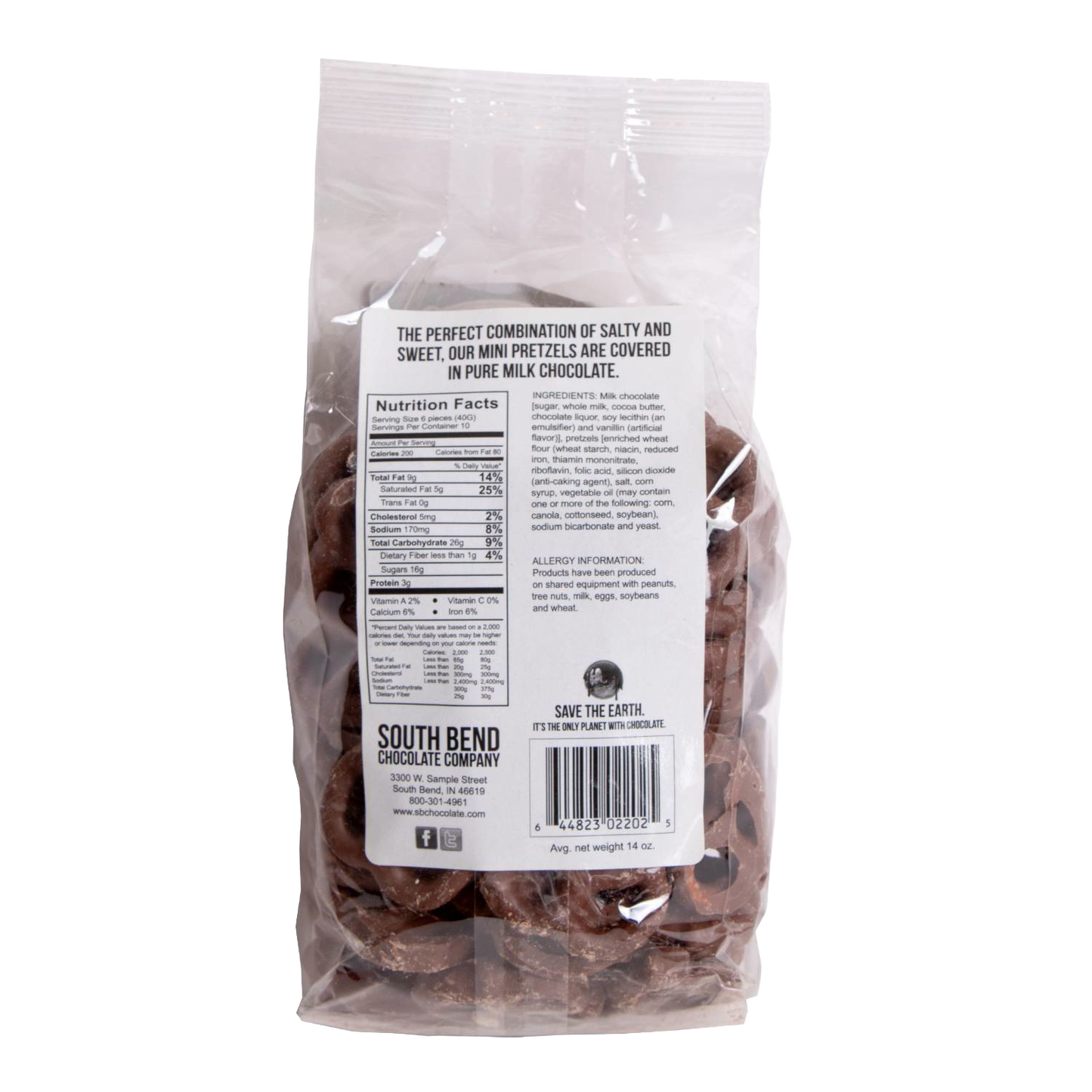 Clear resealable bag of handcrafted chocolate covered mini pretzels in milk chocolate, made in USA, a tasty snack from Kitchen & Food, Snacks and Sweets, Candy, Best Sellers, and Promo Eligible collections.