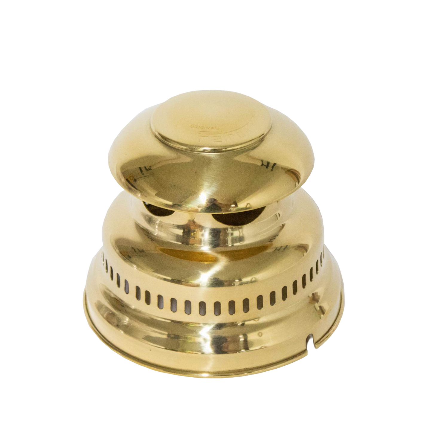 Polished brass lamp hood with ventilation slots designed to fit select Petromax lamp models, featured in Lamps & Lighting, Parts and Accessories, Other Parts, Best Sellers, and Promo Eligible collections.