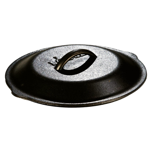 Handcrafted cast iron skillet lid with self-basting tips and sturdy handle, seasoned with natural vegetable oil, ideal for Kitchen & Food, Cookware, Cast Iron, Best Sellers, and Promo Eligible collections.