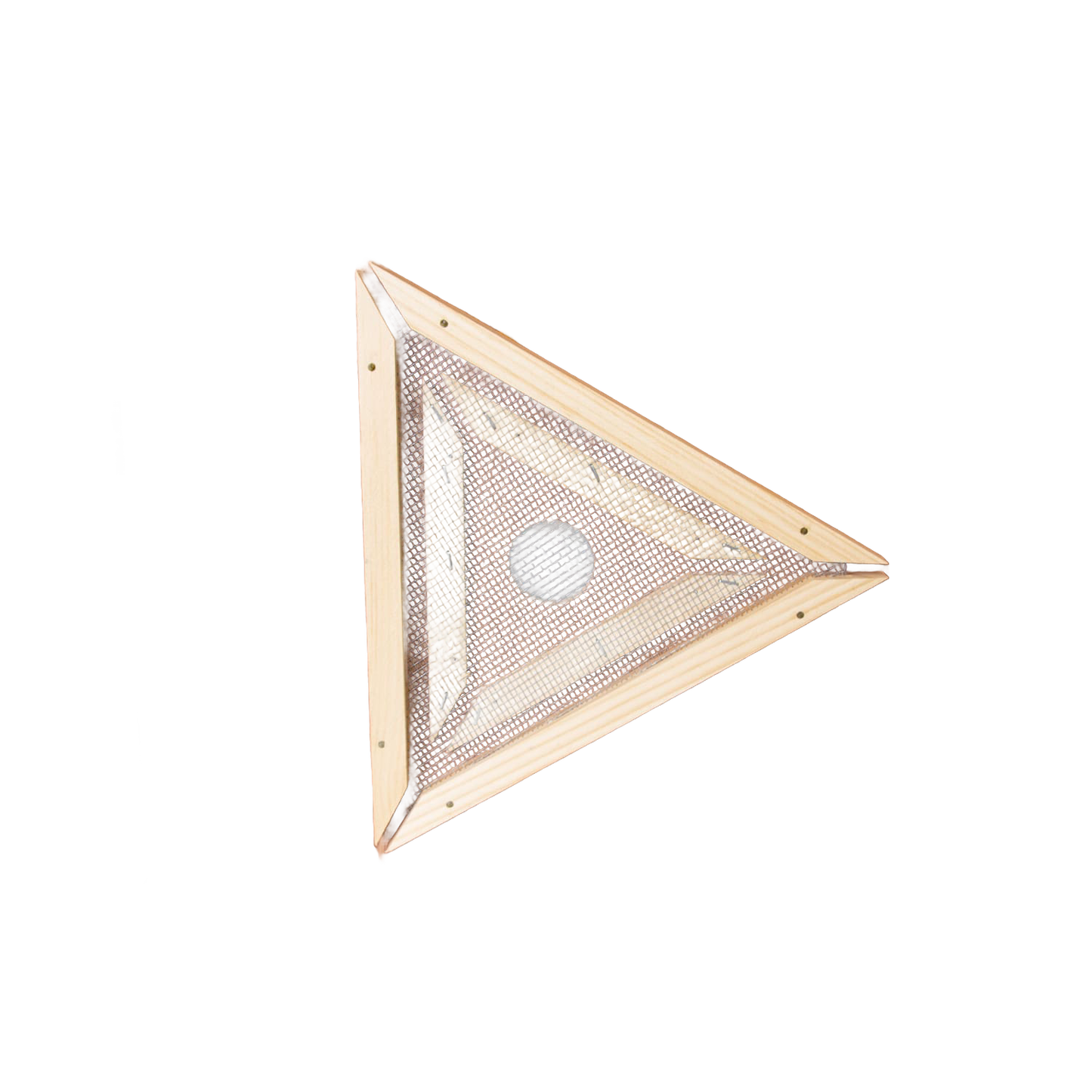 Handcrafted 8-frame triangle wooden bee escape board with fine mesh, Amish made in USA, designed for easy honey harvesting, featured in Farm, Garden & Tool and Beekeeping Supplies collections.