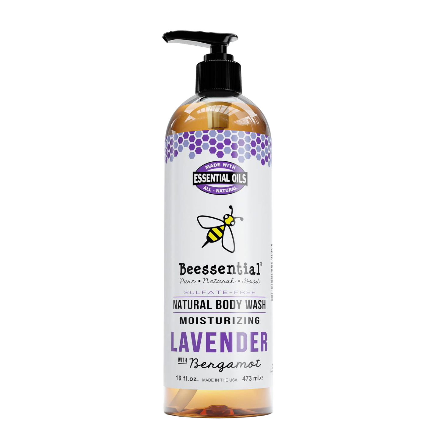 Handcrafted moisturizing natural body wash with lavender and bergamot scent, sulfate-free and made in USA, featured in Health & Wellness, Grooming and Personal Hygiene, Soaps, USA Made, Best Sellers, and Promo Eligible collections.