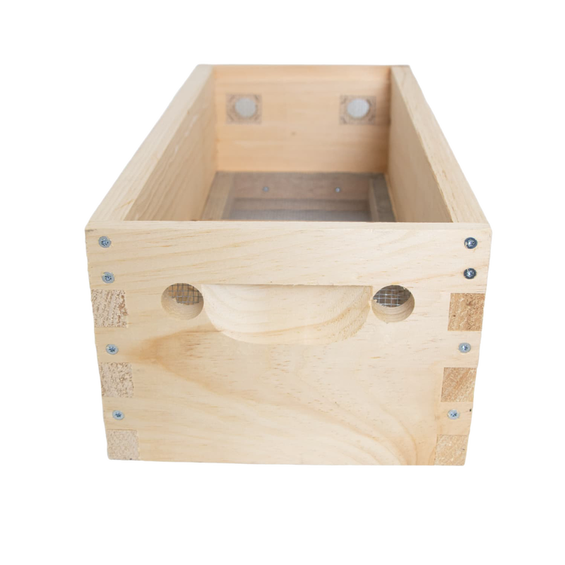 Handcrafted natural wood quilt box with ventilation holes, designed for moisture control in winter beekeeping, Amish made and included in Farm, Garden & Tool collections.