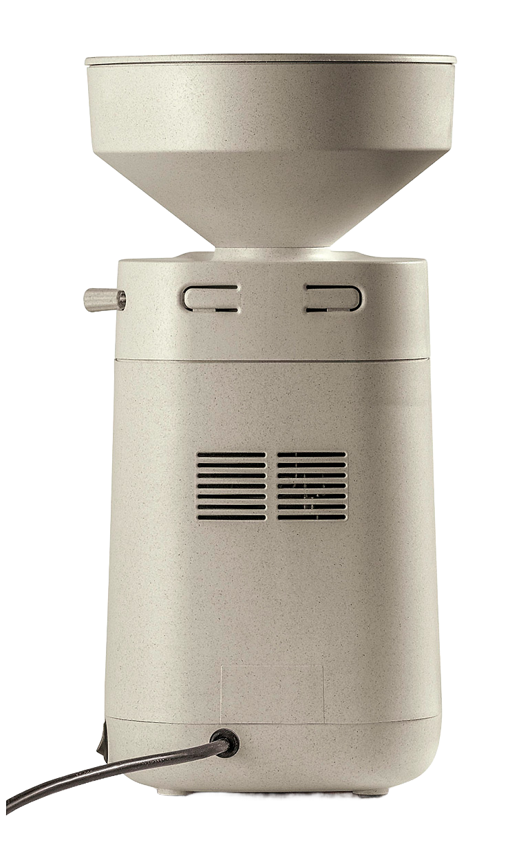 Compact electric grain mill with a beige stone-like finish and a large hopper, designed for efficient home flour milling, featured in Kitchen & Food and Grain Mills collections.