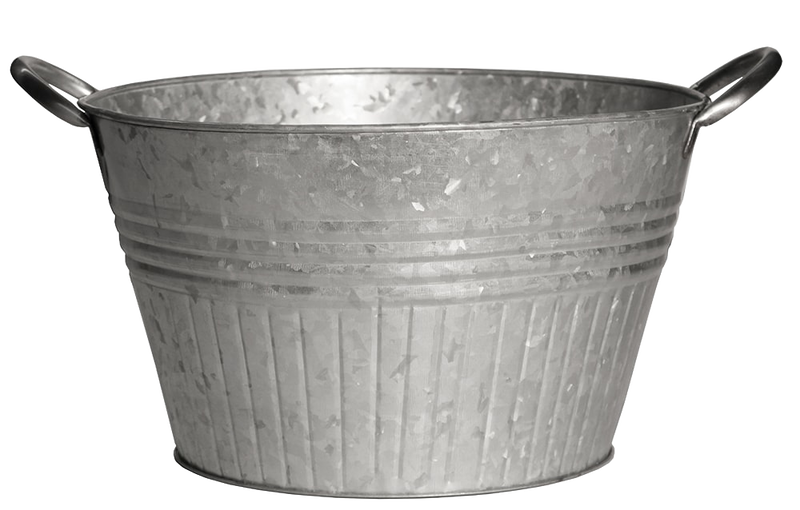 Galvanized metal tub with sturdy handles and vintage style, perfect for growing vegetables and flowers in small spaces, ideal for Farm, Garden & Tool and Garden Accessories collections.