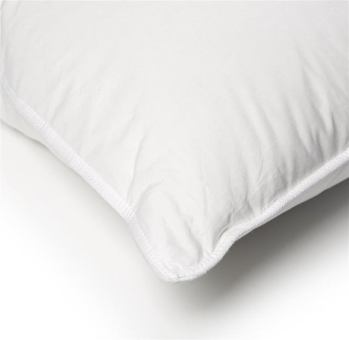 Close-up of a soft white pillow corner with layered duck feather and premium down fill, handcrafted and ideal for Home & Decor, Home Textiles, and Best Sellers collections.