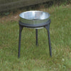 Sturdy three-legged metal stand with a galvanized steel top ring, handcrafted in the USA for campfire cooking or outdoor use, ideal for Farm, Garden & Tool and Camping collections.