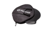 Black durable transport bag partially open, revealing a sturdy metal griddle with integrated handles, designed for secure carrying in Farm, Garden & Tool and Camping collections.