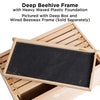 Handcrafted Amish made deep wood bee frame with heavy waxed plastic foundation, durable for beekeeping, compatible with 5, 8, and 10-frame hive boxes, part of Farm, Garden & Tool and USA Made collections.