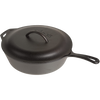 Deep cast iron chicken fryer with lid featuring self-basting nubs and skillet-style handle, pre-seasoned for exceptional heat retention and versatile use in Kitchen & Food, Cookware, and Cast Iron collections.