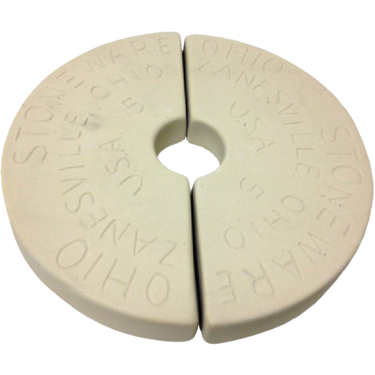 Handcrafted split ceramic weight stones made in USA, designed for numbered stoneware crocks to keep food submerged during fermenting in Kitchen & Food, Food Preservation, and USA Made collections.