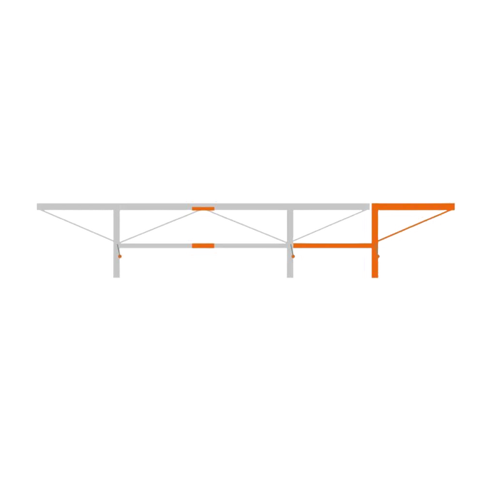 Diagram of a metal extension frame for a chain sawmill with a log lifter attachment highlighted in orange, designed for increased sawing length in Farm, Garden & Tool, Wood Cutting and Hauling, and Best Sellers collections.