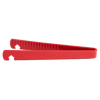 Side view of a red silicone toaster tong with serrated gripping teeth and integrated hook, designed for safe heat handling, featured in Kitchen & Food, Kitchen Gadgets, and Cooking and Baking Helpers collections.