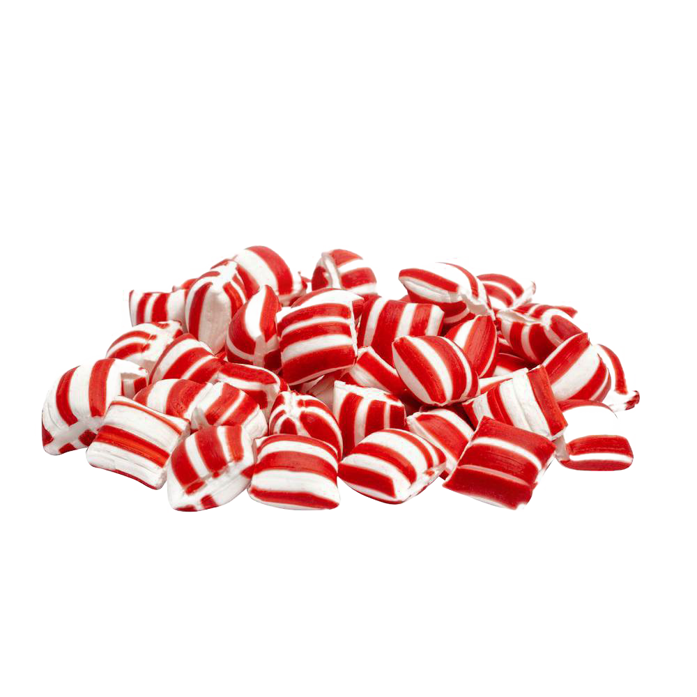 Pile of red and white striped sugar puffs with a light, airy texture, handmade and American crafted, perfect for Kitchen & Food, Snacks and Sweets, USA Made, Best Sellers, and Promo Eligible collections.