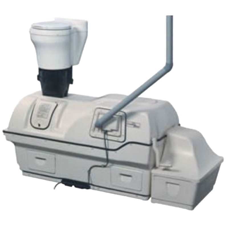 High-capacity air-flow composting toilet system with rotating drum and separate waste collection compartments, designed for Appliances, Composting Toilets, Best Sellers collections.