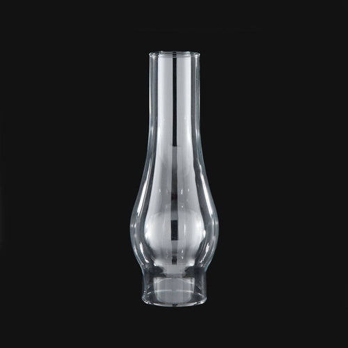 Clear handcrafted glass lamp chimney with a 2-5/8 inch base and bulbous midsection, designed for vintage round wick lamps, featured in Lamps & Lighting, Parts and Accessories, and Chimneys and Globes collections.
