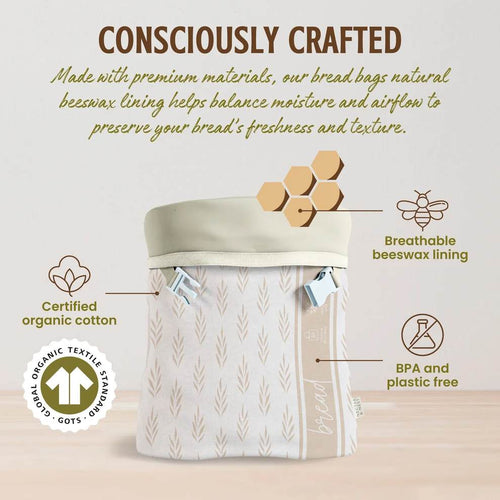 Reusable XL Beeswax Bread Bags - Set of 2