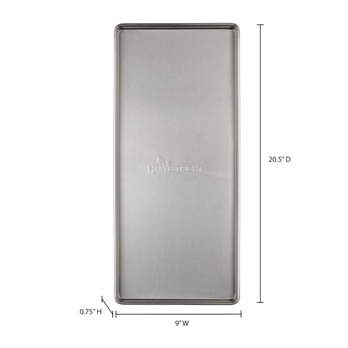 Stainless steel freeze dryer tray with raised edges for efficient food drying and prep, compatible with Harvest Right freeze dryers, featured in Kitchen & Food, Food Preservation, Drying, Best Sellers, and Promo Eligible collections.