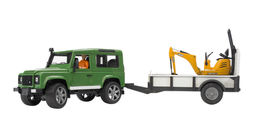 Bruder Toys Land Rover Defender with Trailer & JCB Excavator