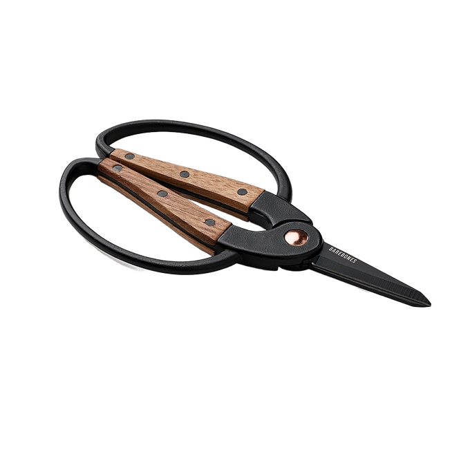 Gardening scissors with rust-resistant steel blades and ergonomic walnut handles, designed for comfortable use with gloves, part of Farm, Garden & Tool and Best Sellers collections.
