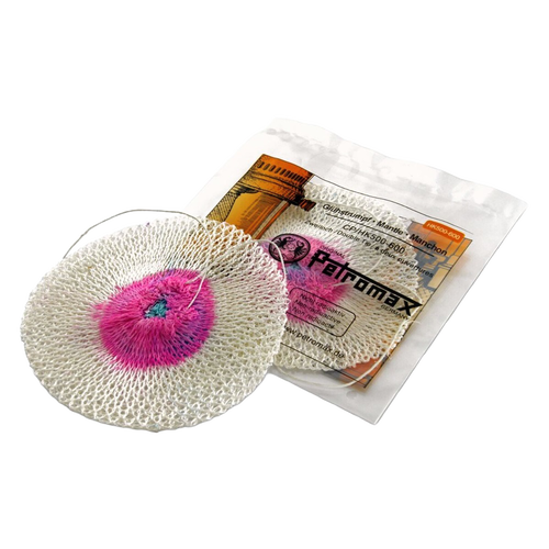 White mesh replacement mantle with a bright pink center for high-pressure lamps, shown with original packaging, suitable for Lamps & Lighting, Parts and Accessories, Wicks and Mantles collections.