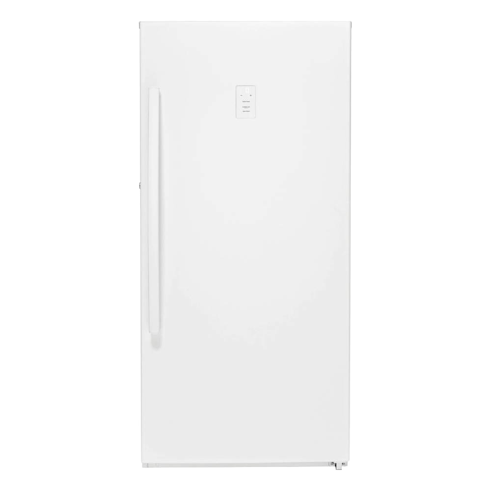 Tall upright gas freezer in white with a long vertical handle and minimalist control panel, Amish made in the USA, featured in Appliances, Best Sellers, and Refrigerators and Freezers collections.
