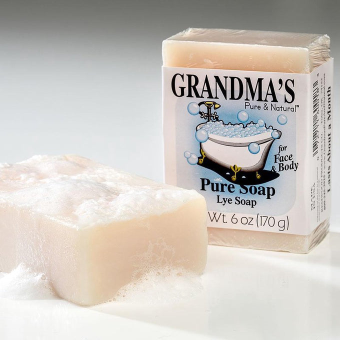 Traditional handcrafted lye soap bar with a creamy texture and light lather, made in USA, ideal for gentle cleansing in Health & Wellness and Grooming collections.