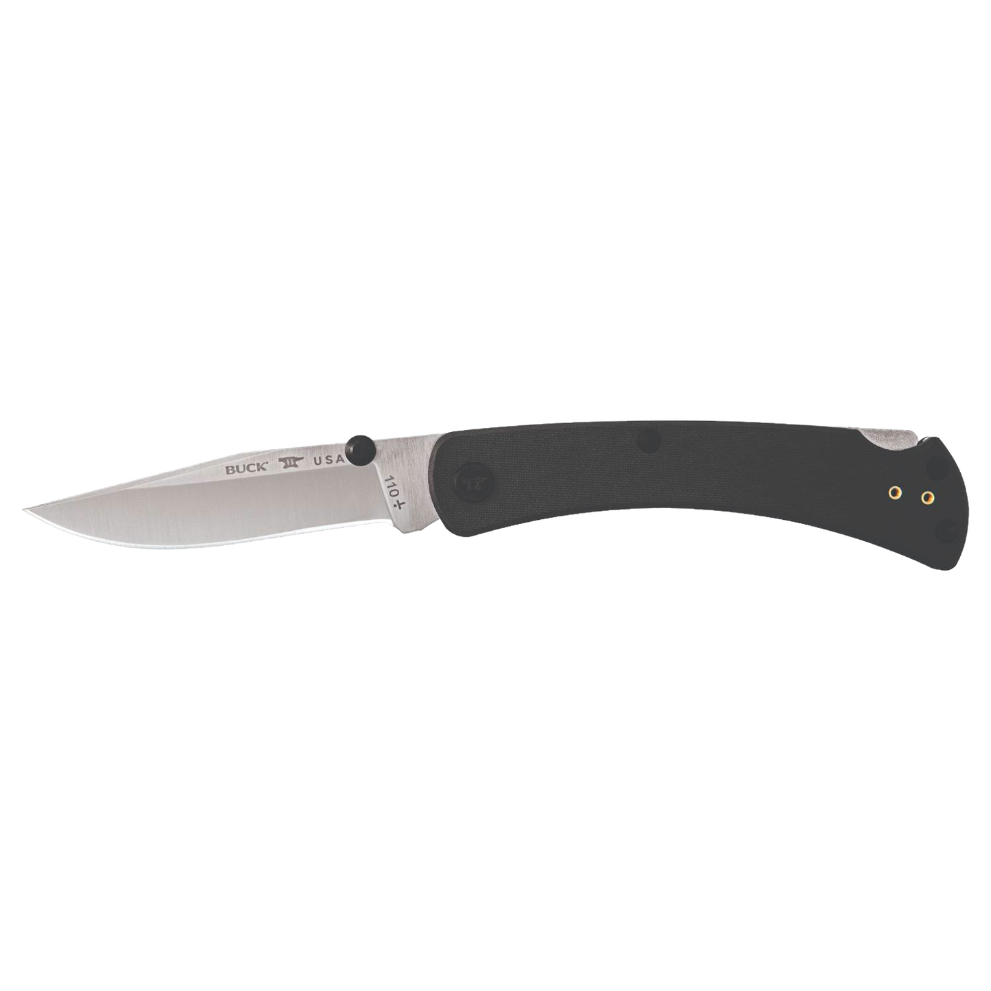Slim folding knife with stainless steel blade and lightweight black handle, featuring dual thumbstuds and reversible deep carry pocket clip, handcrafted in USA for Farm, Garden & Tool and Best Sellers collections.