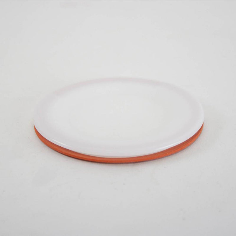 Reusable wide-mouth canning lid with a white plastic top and orange sealing ring, made in USA and ideal for Kitchen & Food, Food Preservation, and Canning collections.