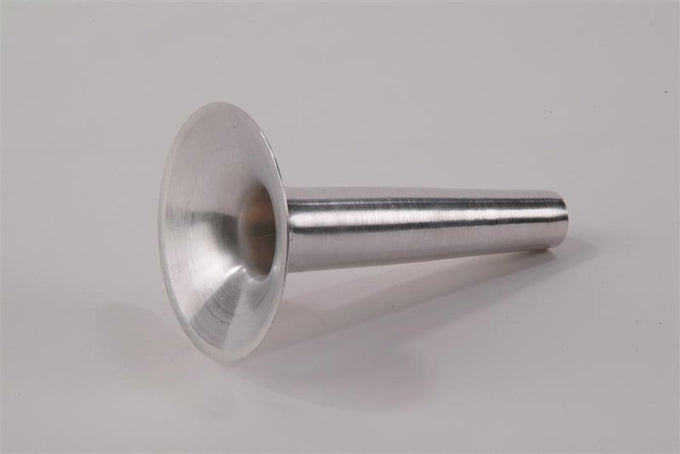 Seamless rustproof aluminum sausage stuffing horn measuring about 4-3/4 inches long with 11/16 inch tip diameter, designed for specialty equipment and butchering supplies in Kitchen & Food collections.