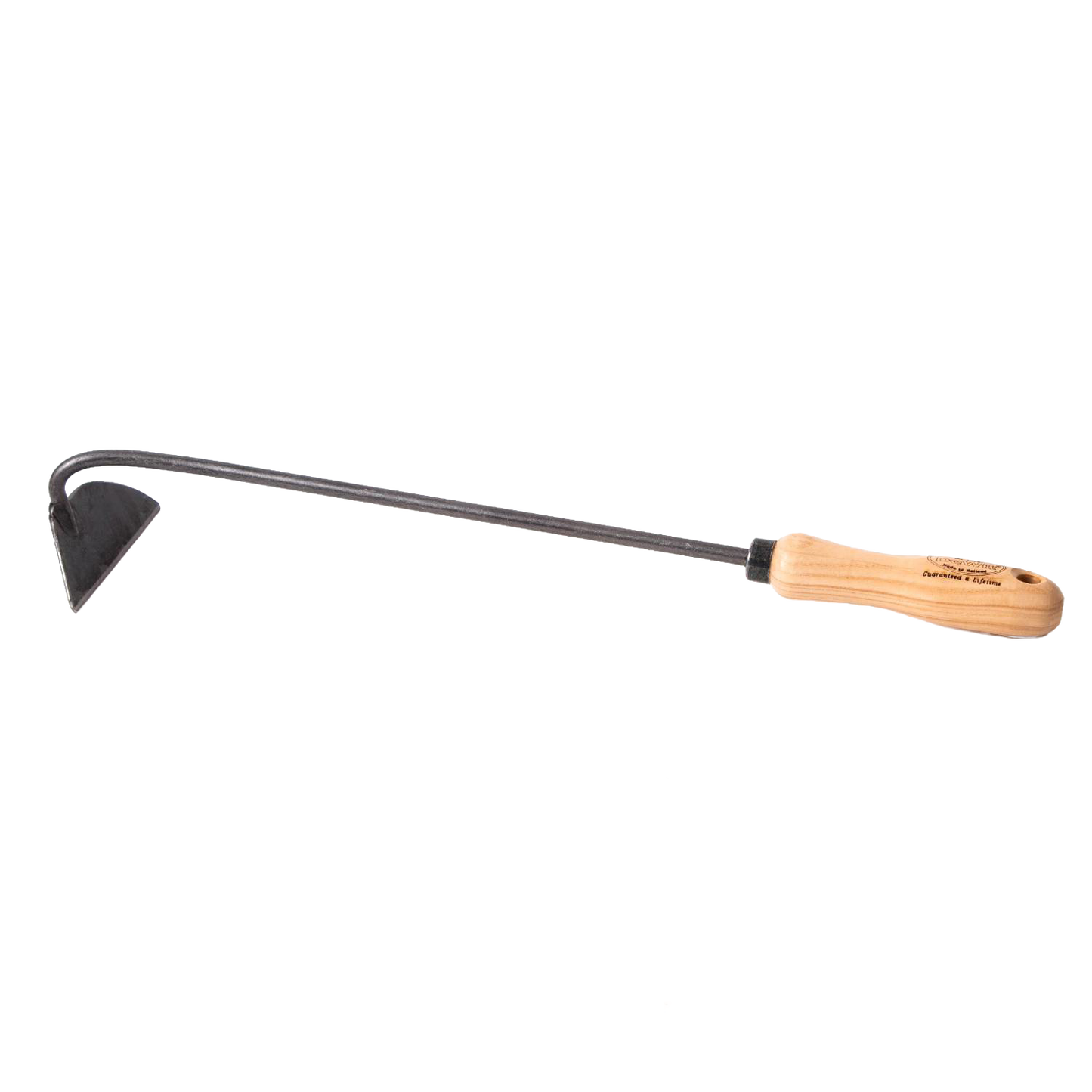 Handcrafted DeWit Dutch garden hoe with a balanced, hand-forged steel blade and smooth natural wood handle engraved with the brand, designed for precise weed removal beneath soil, ideal for Farm, Garden & Tool, Garden Accessories, Best Sellers, and Promo Eligible collections.