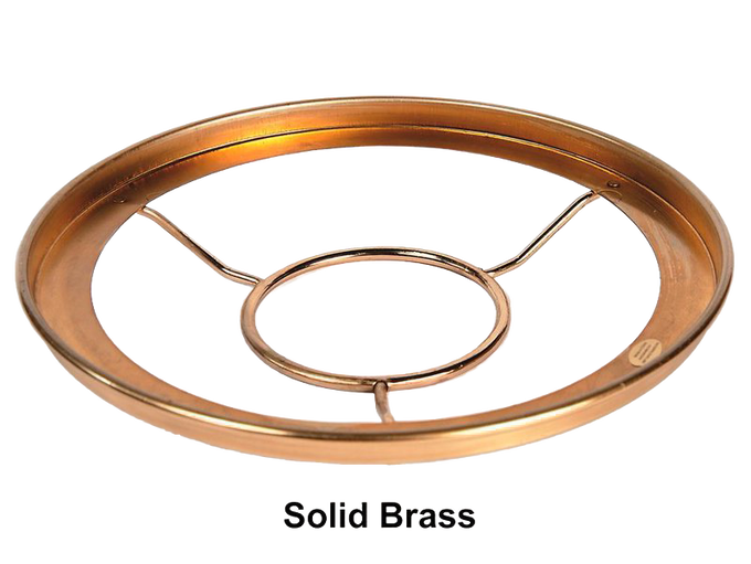Copper-toned solid brass ring holder with inner support spokes, handcrafted for securing glass lamp shades to burners, featured in Lamps & Lighting, Parts and Accessories, Shade Rings and Holders, Best Sellers, and Promo Eligible collections.