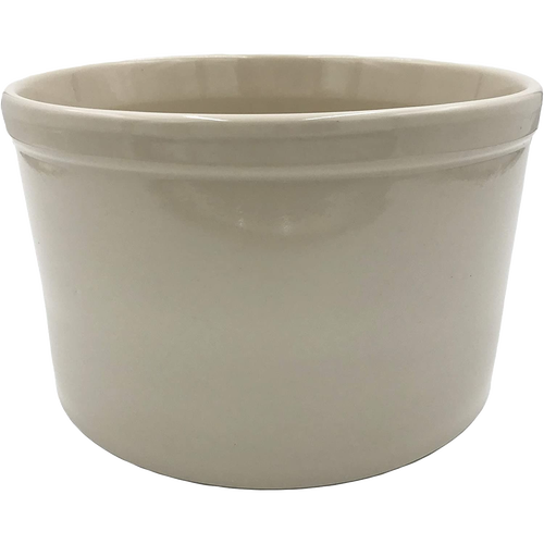 Cream-colored stoneware crock with wide opening and smooth finish, handcrafted for Kitchen & Food, Food Preservation, Fermenting and Pickling, and Best Sellers collections.