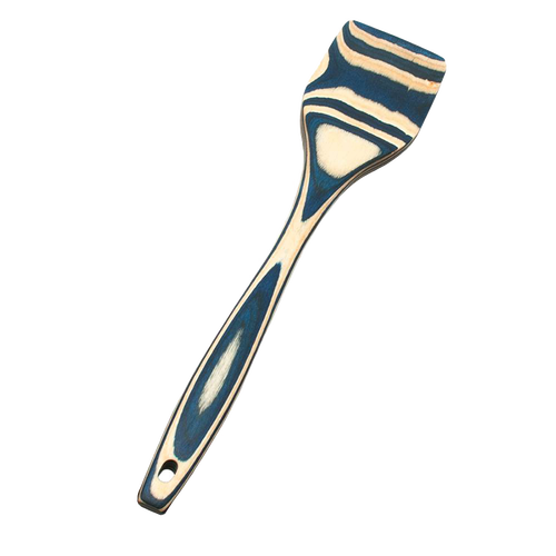 Durable pakkawood spatula featuring a handcrafted layered blue and natural wood pattern, ideal for Kitchen & Food, Kitchen Gadgets, Cooking and Baking Helpers, Storage and Serving, and Best Sellers collections.