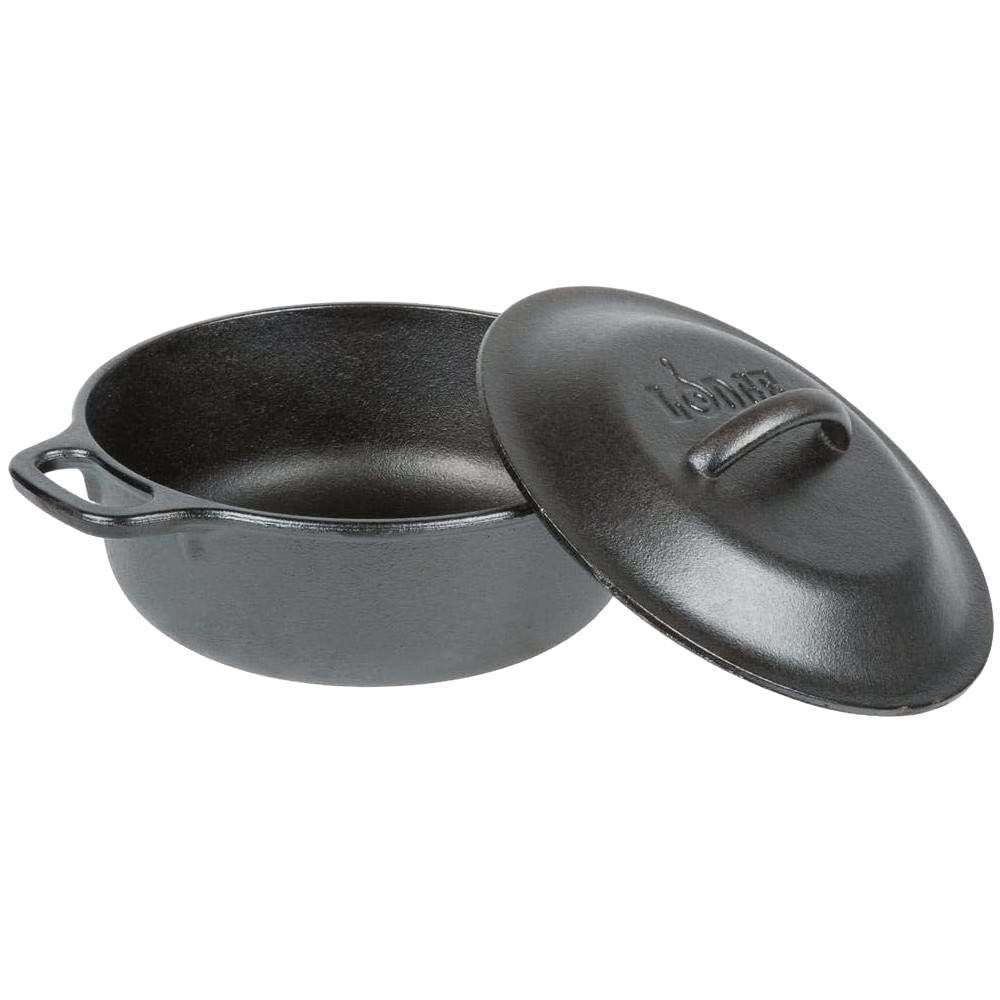 Handcrafted cast iron Dutch oven with a fitted lid, designed for durable heat retention and slow-cooked meals, ideal for Kitchen & Food, Cookware, Cast Iron, USA Made, Best Sellers, Promo Eligible collections.