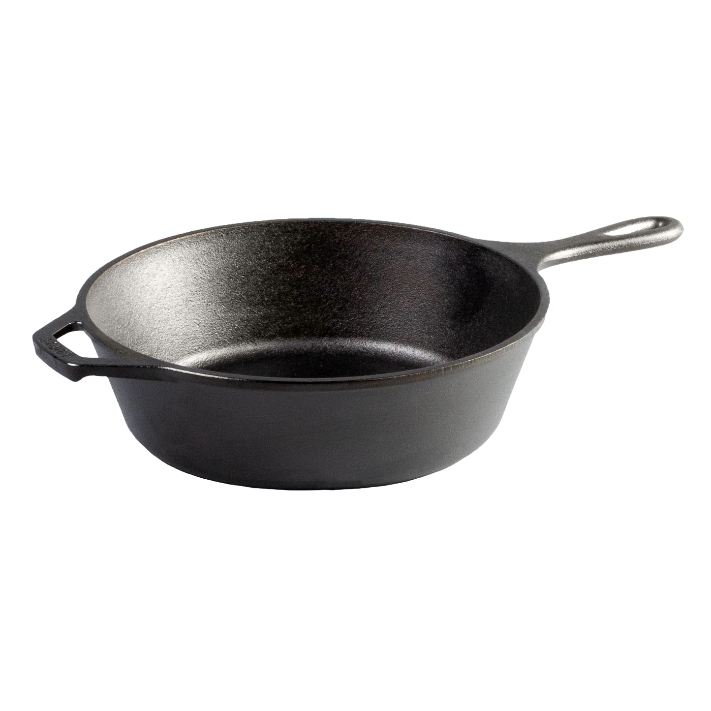 Deep cast iron skillet with assist handle and long grip, suitable for versatile cooking on stove, oven, grill, or campfire, featured in Kitchen & Food and Camping collections.