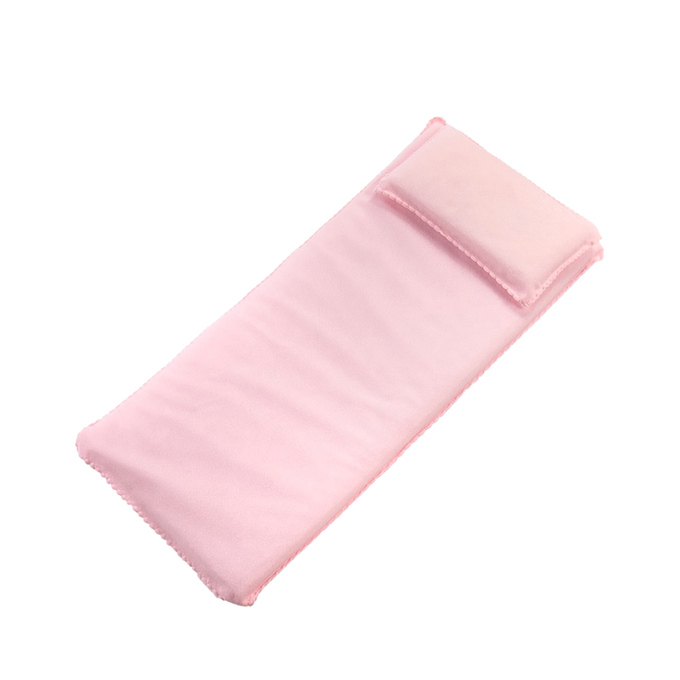Handcrafted pink miniature bedding set featuring a pillow and mattress, designed for doll furniture, ideal for Amish Made, Children's Toys, Dolls and Doll Accessories, and Toys collections.